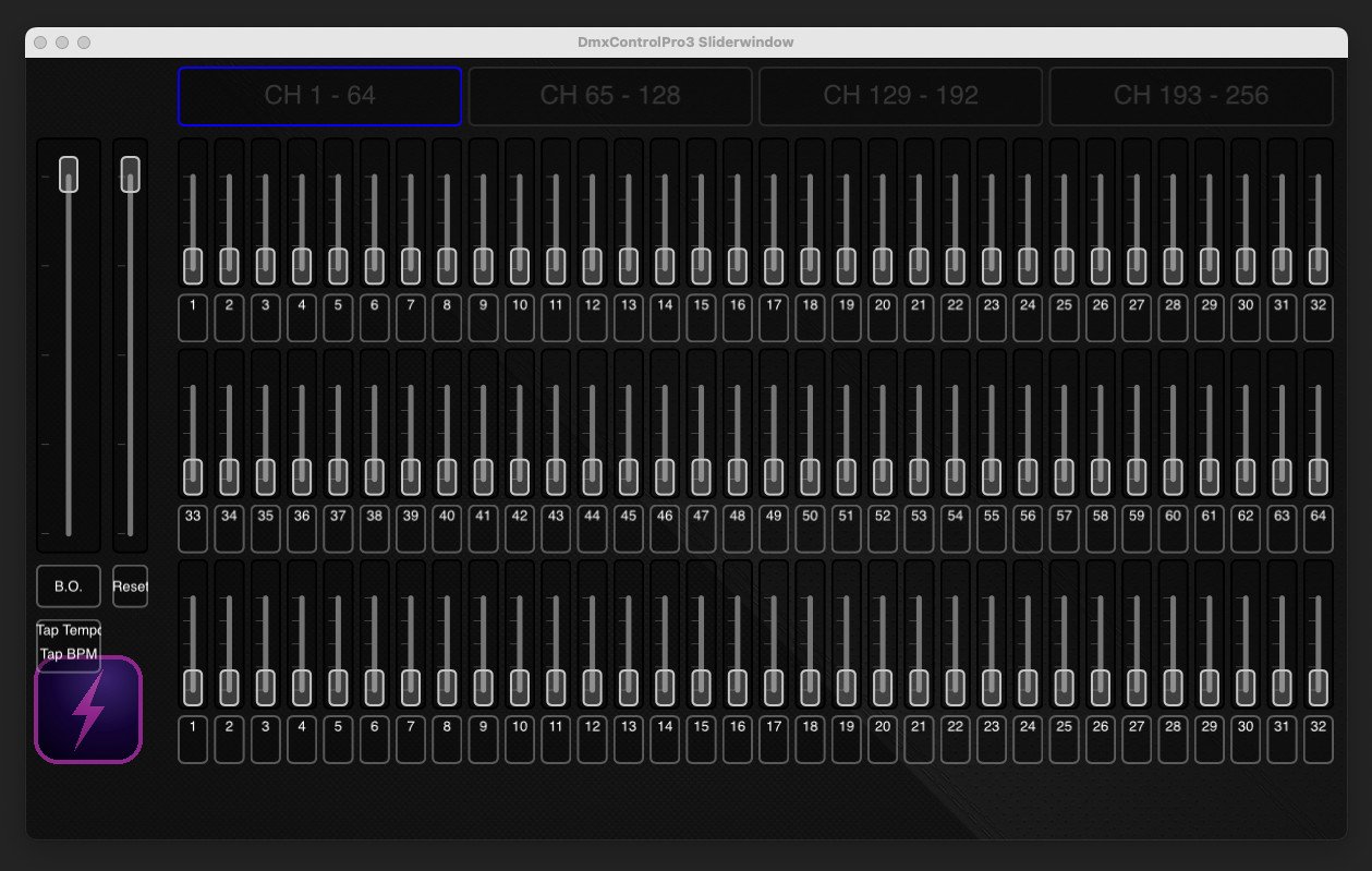 DMXControlPro 3: Sliderwindow